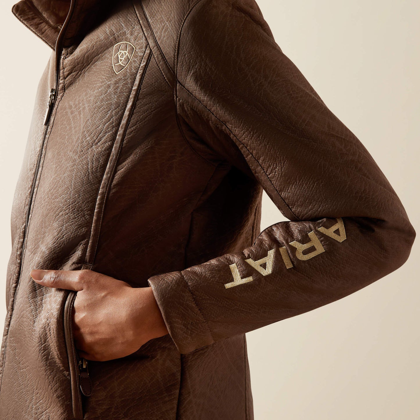 Ariat Outlet - Ariat Logo Softshell Faux Leather Jacket