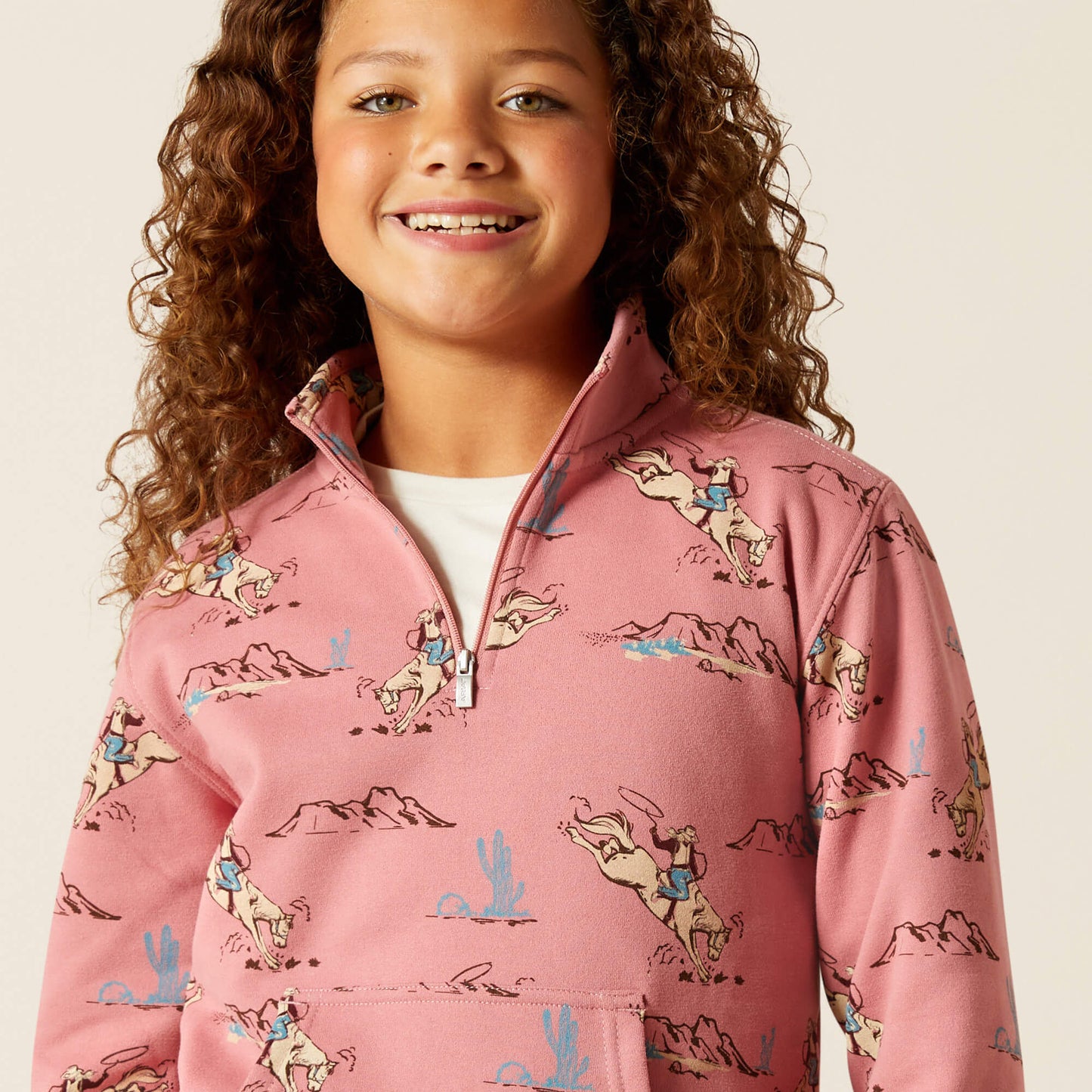 Ariat Website Store - Bronc Scene 1/4 Zip Sweatshirt