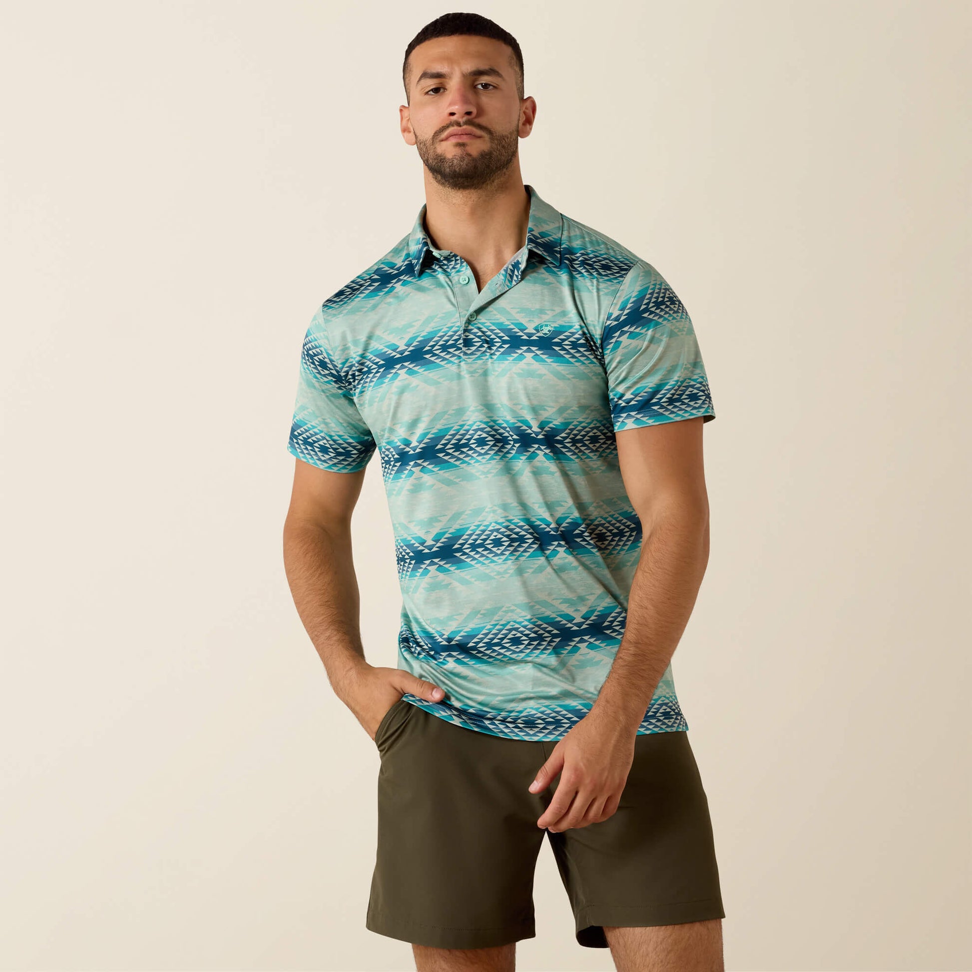Ariat On Sale - All Over Print Heathered Classic Fit Polo