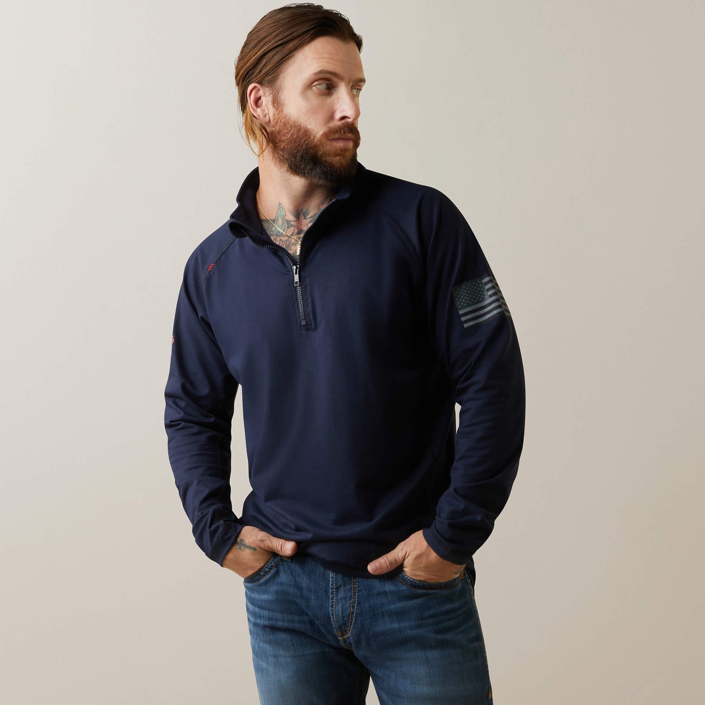 Ariat Sale - FR Combat Stretch Patriot 1/4 Zip Work Shirt