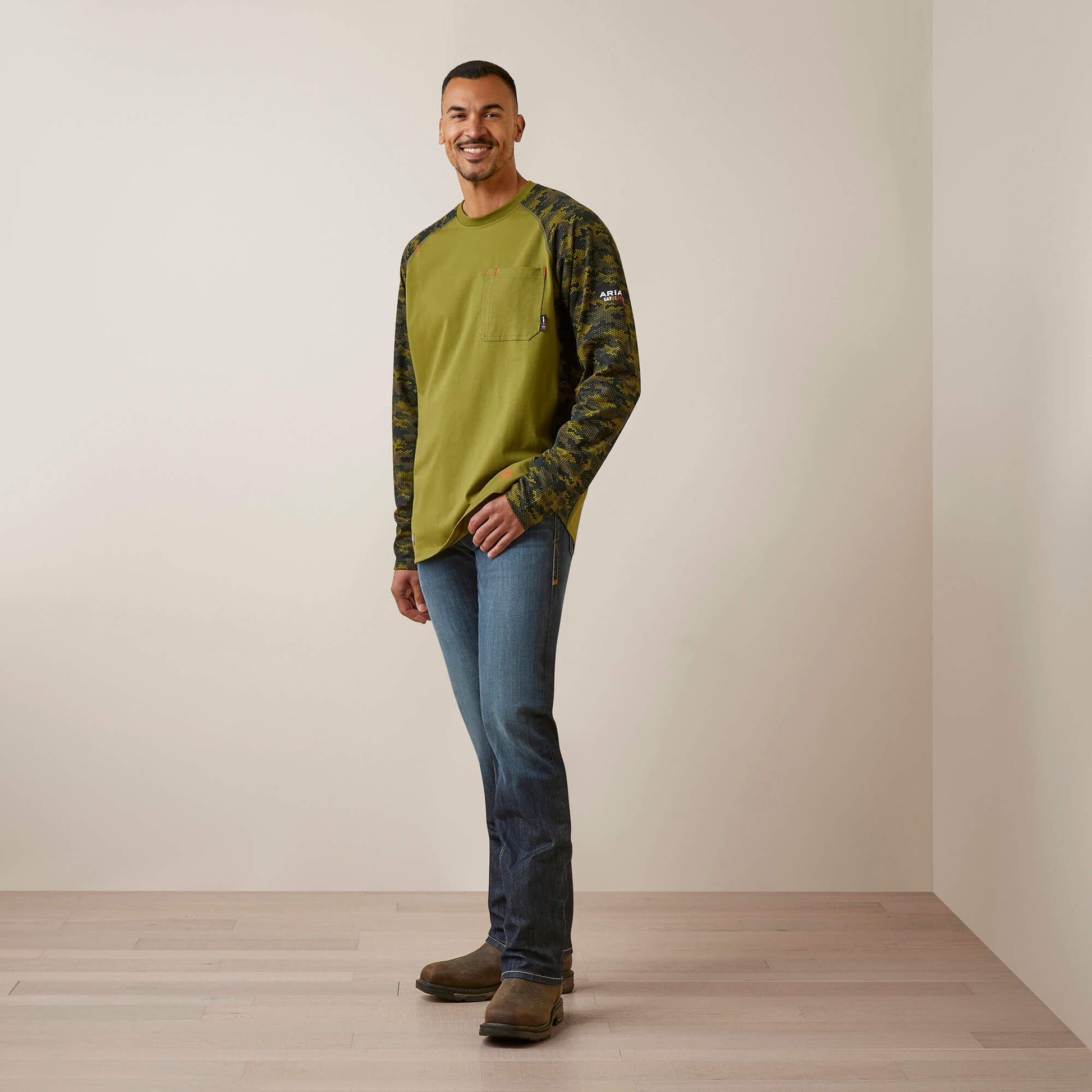 Ariat Website Store - FR AC Stretch Camo Baseball T-Shirt