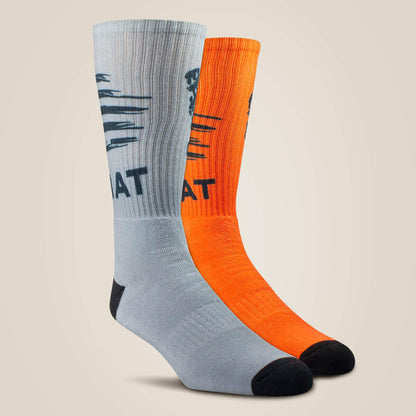Ariat US - Patriot Graphic Crew Work Sock 2 Pair Multi Color Pack