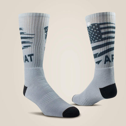 Ariat US - Patriot Graphic Crew Work Sock 2 Pair Multi Color Pack