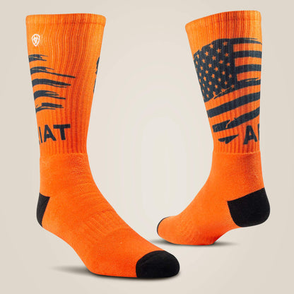 Ariat US - Patriot Graphic Crew Work Sock 2 Pair Multi Color Pack