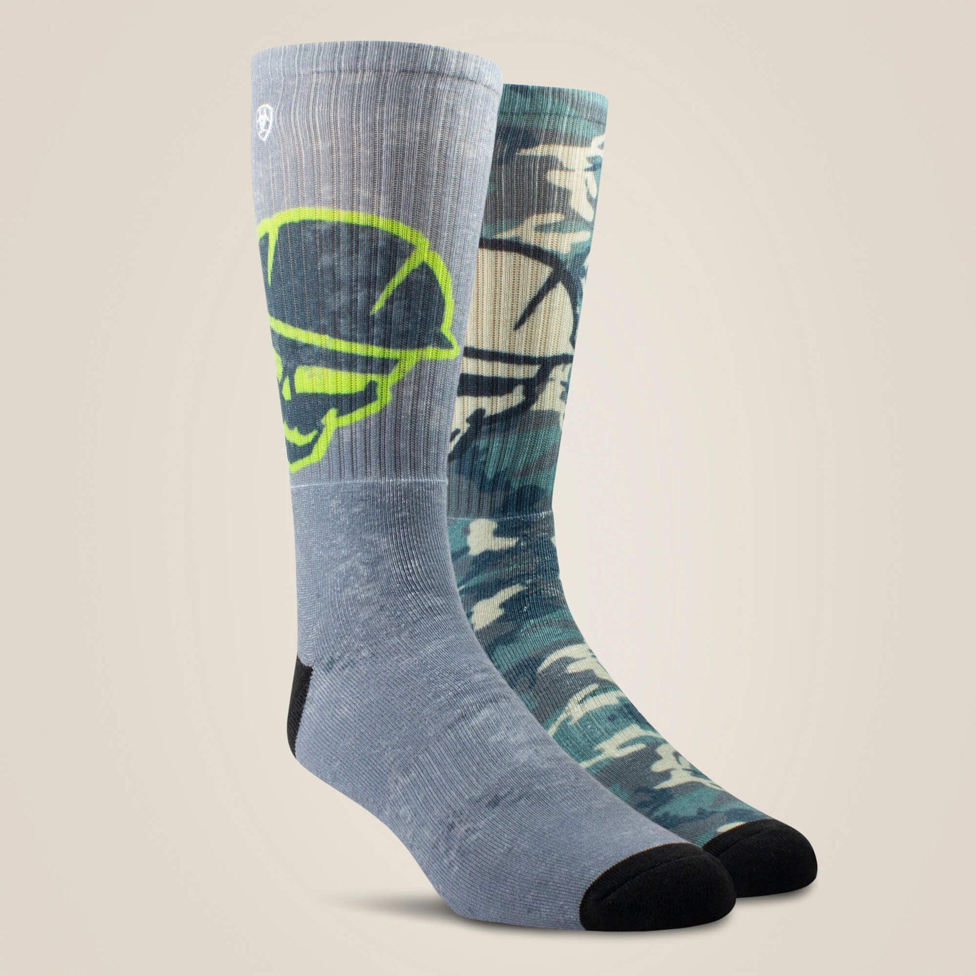 Ariat On Sale - Roughneck Graphic Crew Work Sock 2 Pair Multi Color Pack