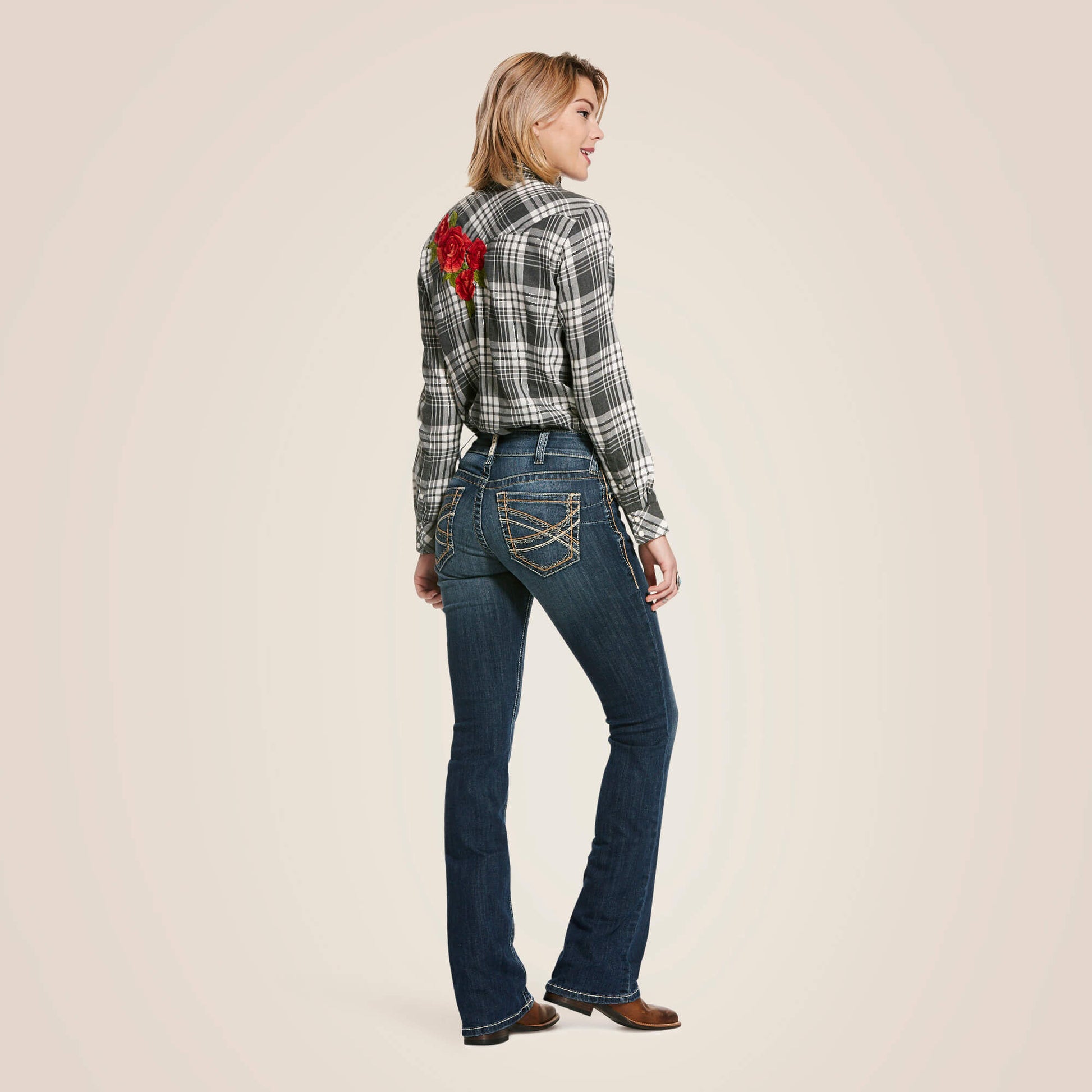 Ariat Online - R.E.A.L. Mid Rise Stretch Entwined Festival Boot Cut Jean