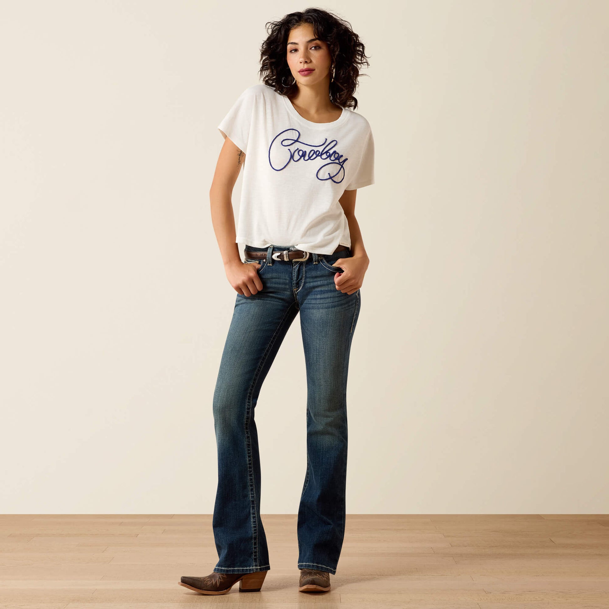 Ariat Outlet - R.E.A.L. Mid Rise Stretch Whipstitch Boot Cut Jean