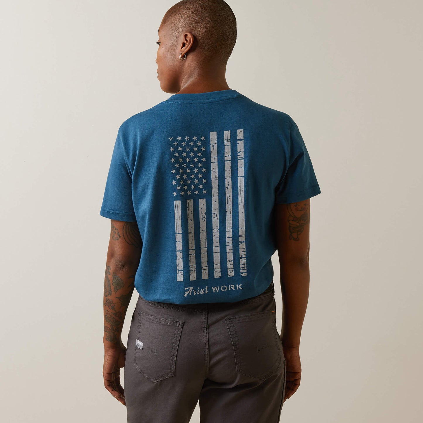 Ariat Sale - Rebar Cotton Strong American Flag Graphic T-Shirt
