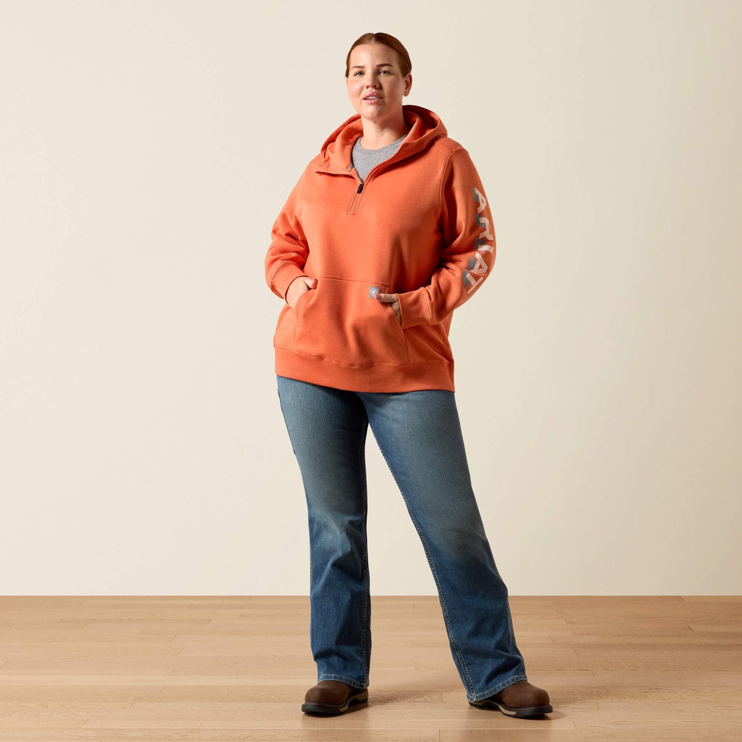 Ariat Online - Rebar Lightweight Logo 1/2 Zip Hoodie