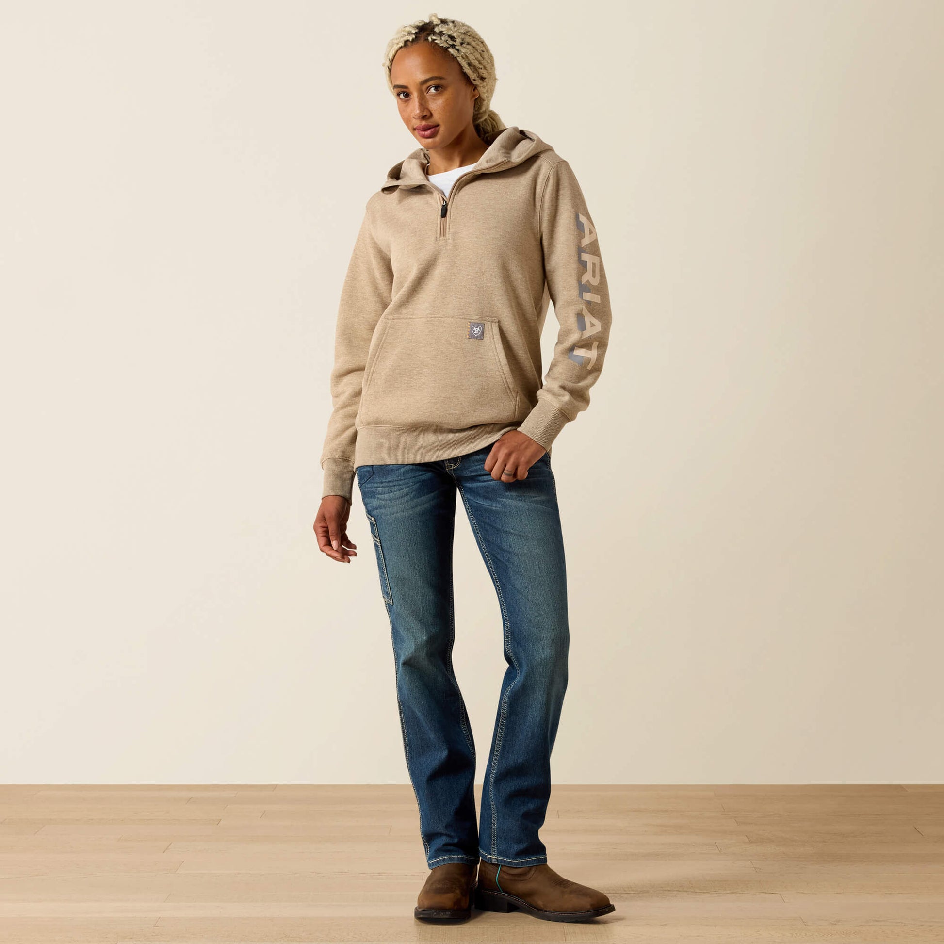 Ariat Online Shop - Rebar Lightweight Logo 1/2 Zip Hoodie