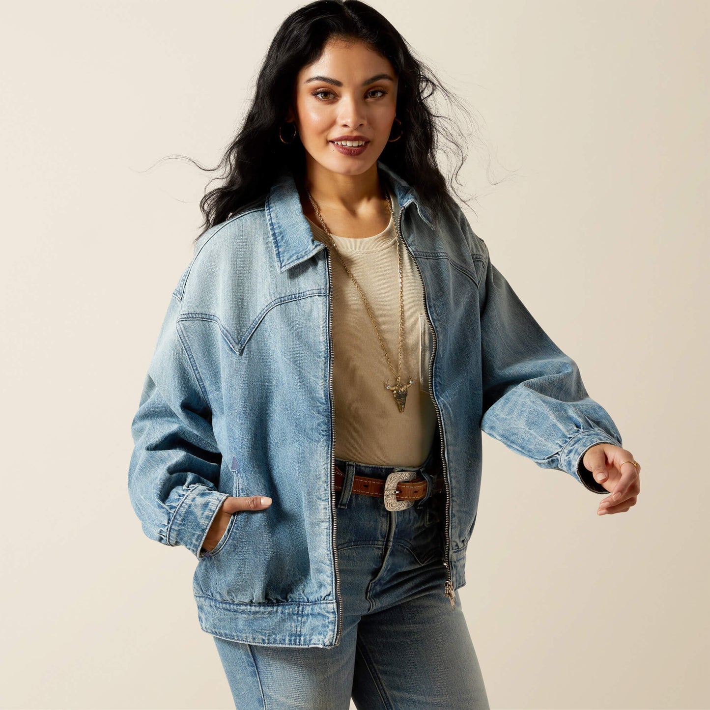 Ariat Outlet - Cheyenne Denim Bomber Jacket
