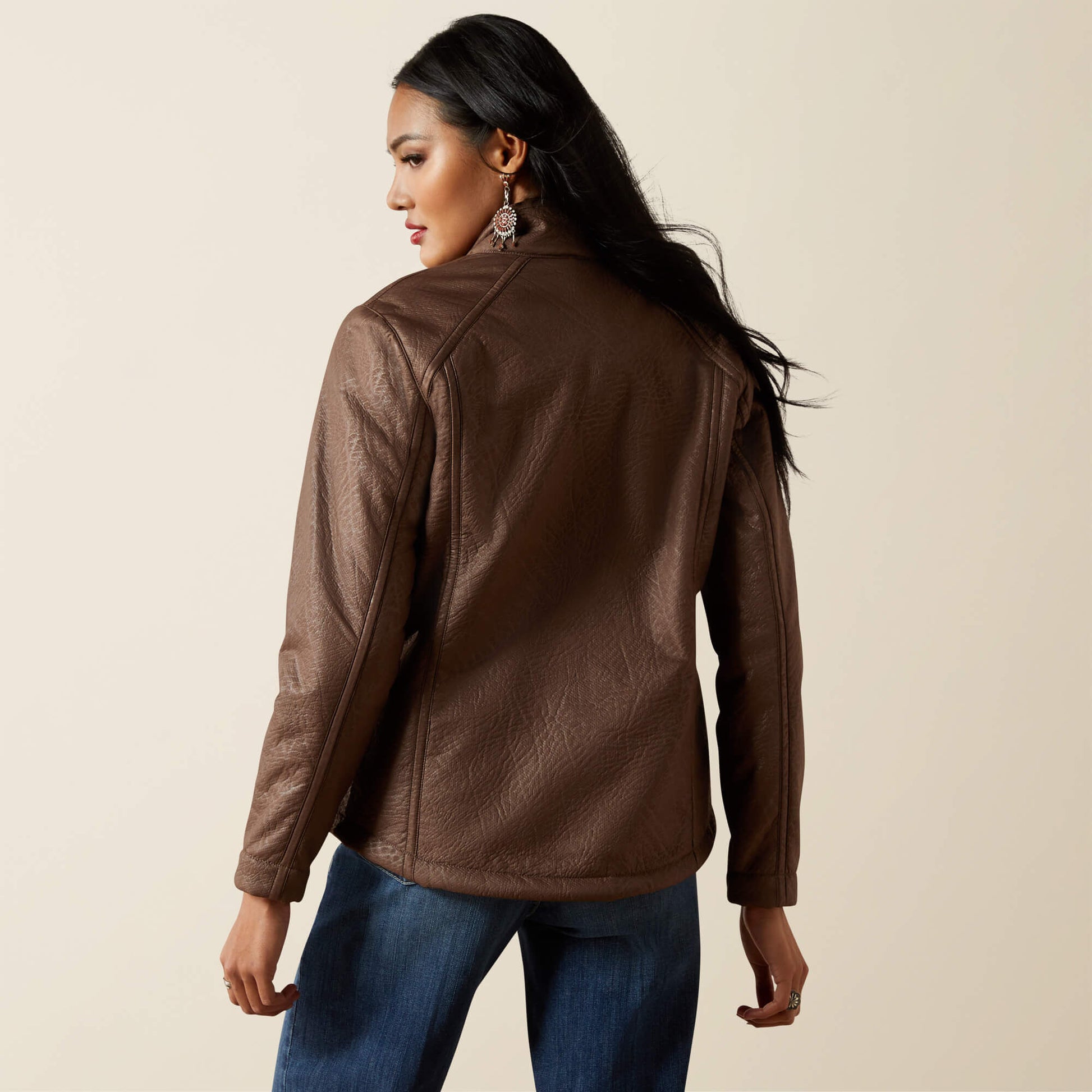 Ariat Outlet - Ariat Logo Softshell Faux Leather Jacket