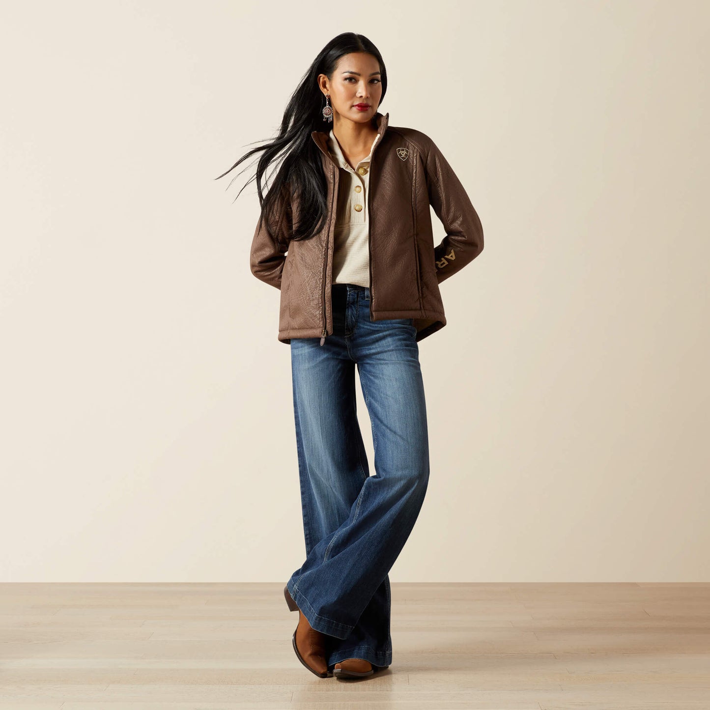 Ariat Outlet - Ariat Logo Softshell Faux Leather Jacket