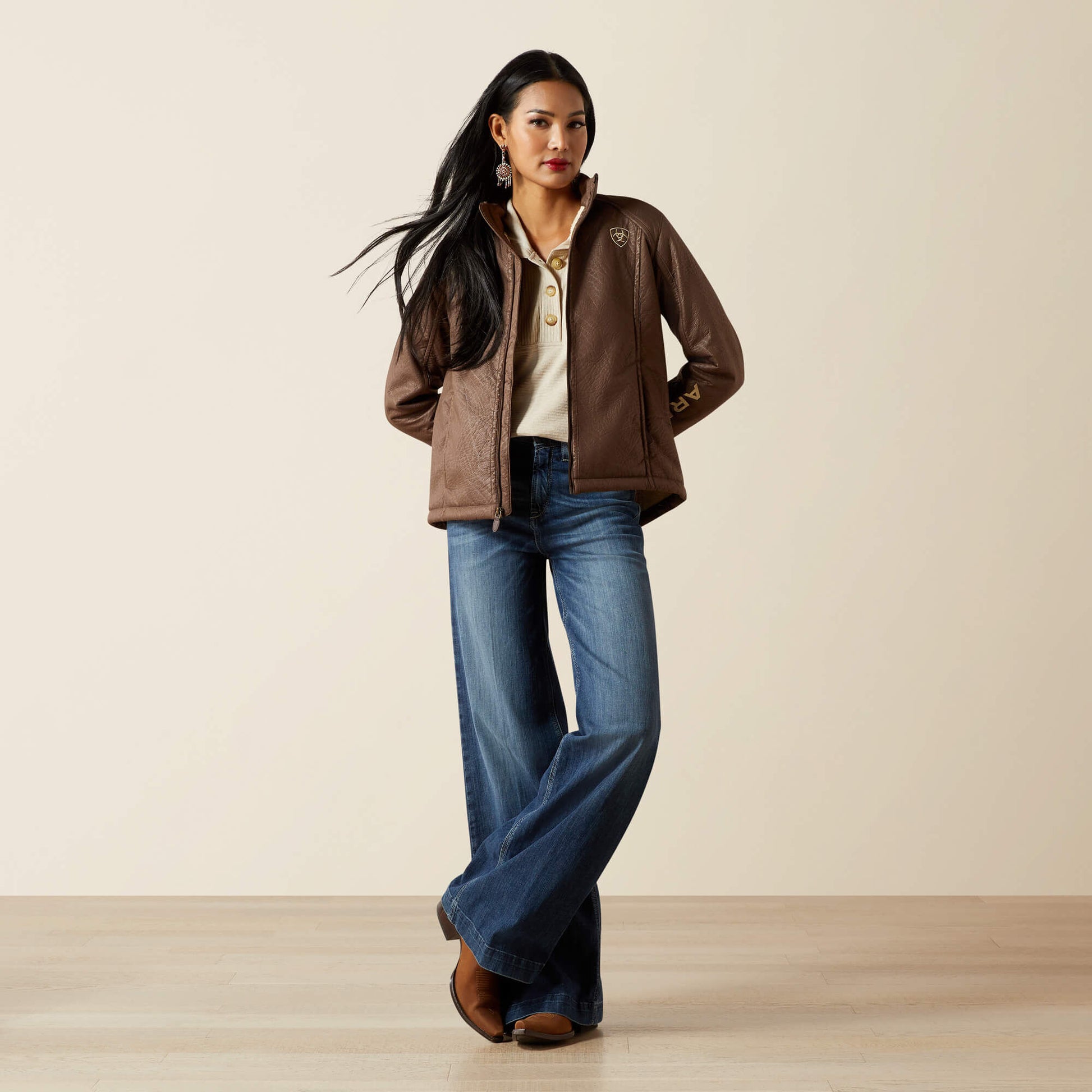 Ariat Outlet - Ariat Logo Softshell Faux Leather Jacket