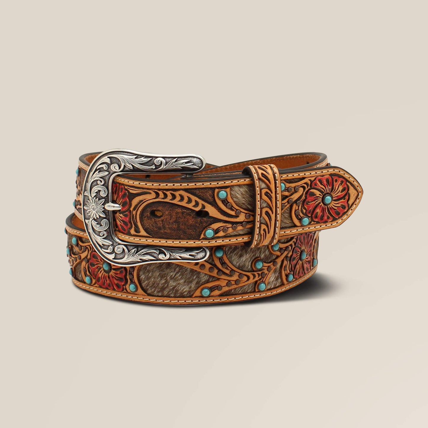 Ariat Online - Flower/Calf Hair Belt