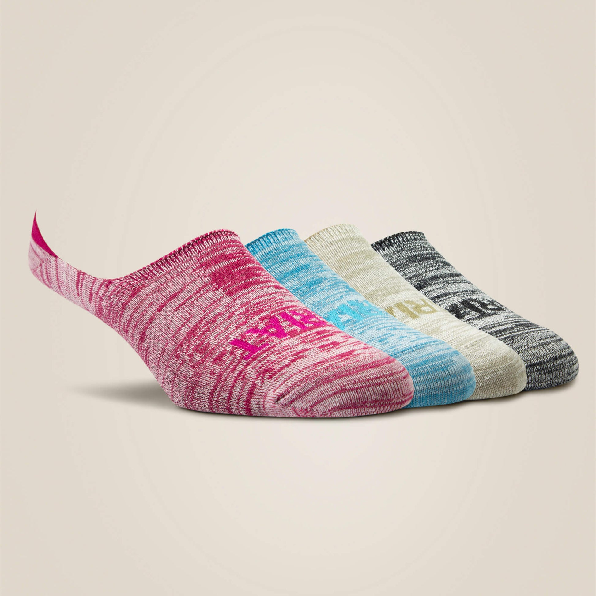 Ariat US - No Slip No Show Sock 4 Pair Multi Color Pack