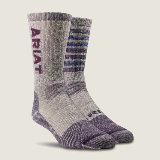 Ariat Online - Midweight Merino Wool Blend Steel Toe Work Sock 2 Pair Multi Color Pack