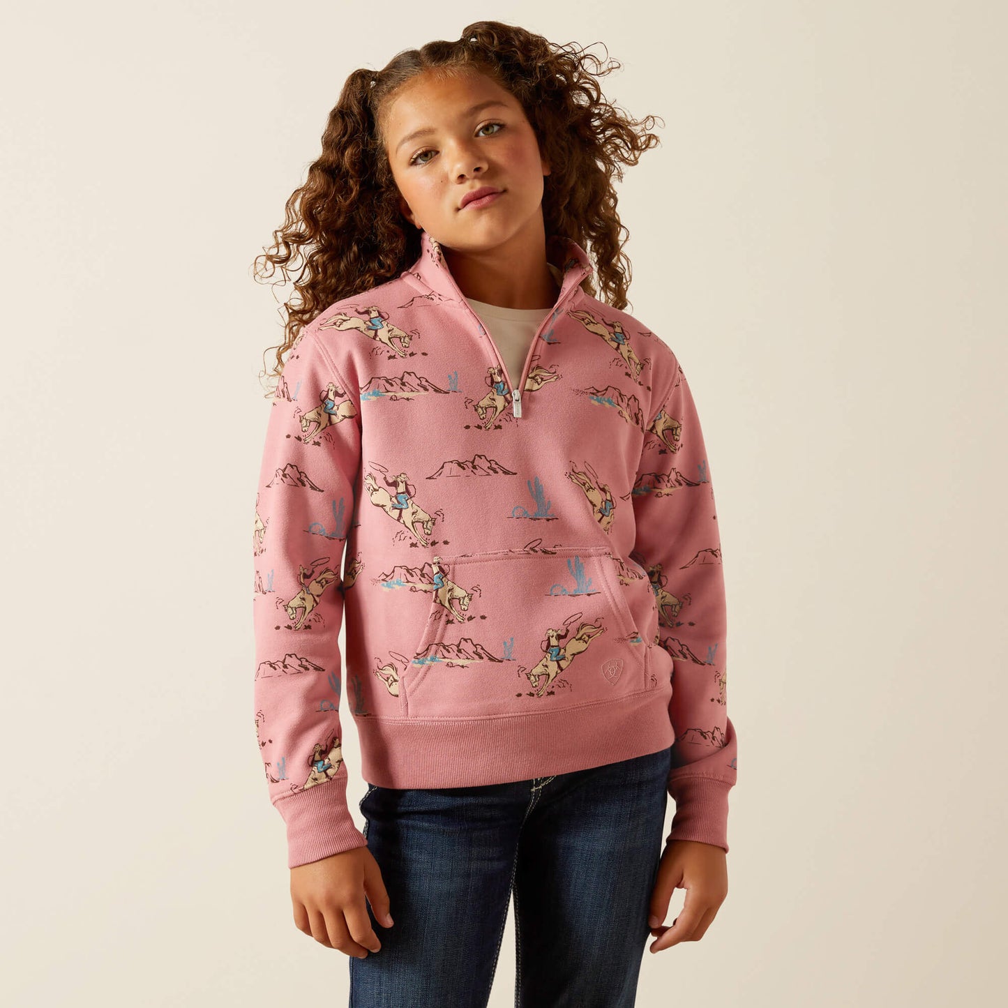 Ariat Website Store - Bronc Scene 1/4 Zip Sweatshirt