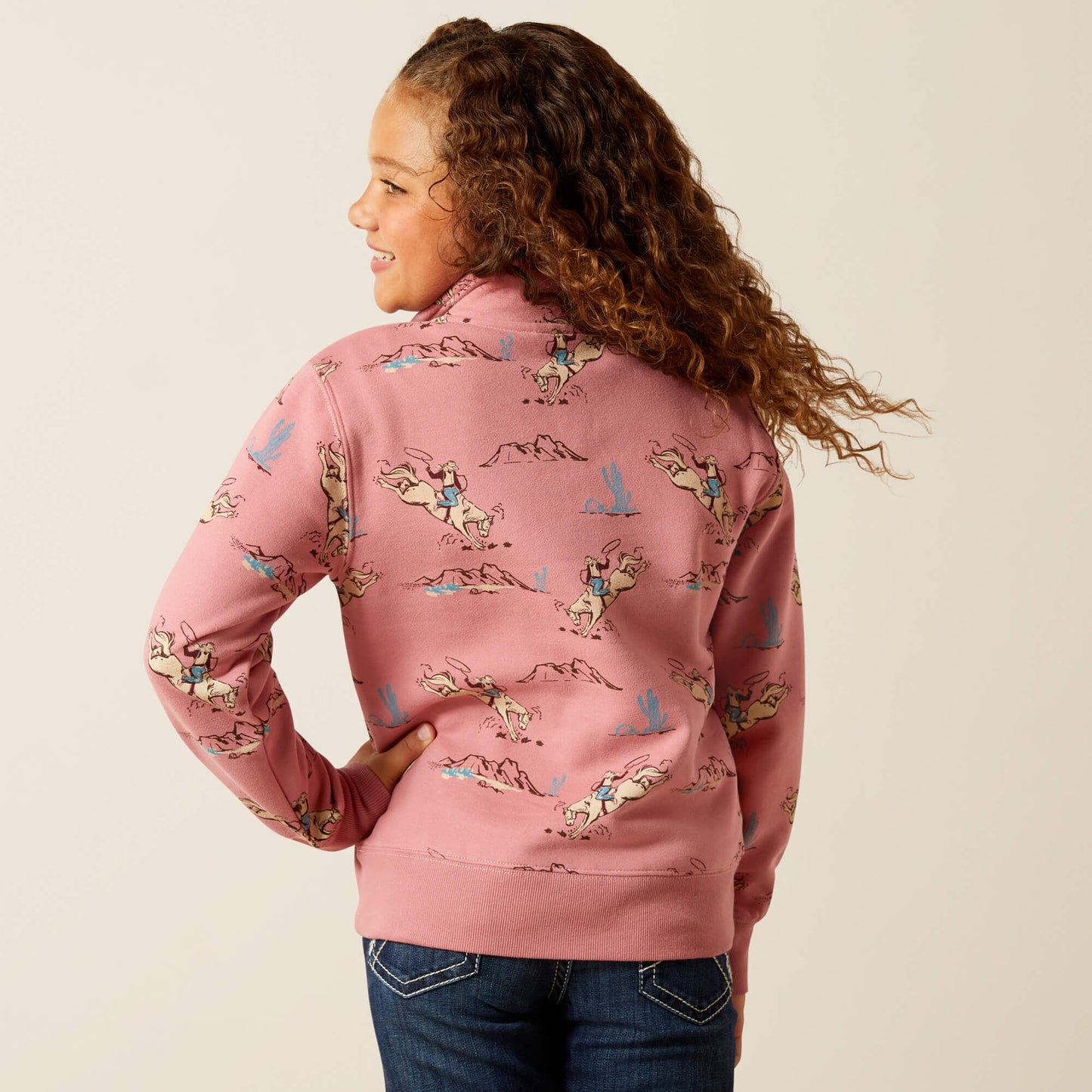 Ariat Website Store - Bronc Scene 1/4 Zip Sweatshirt