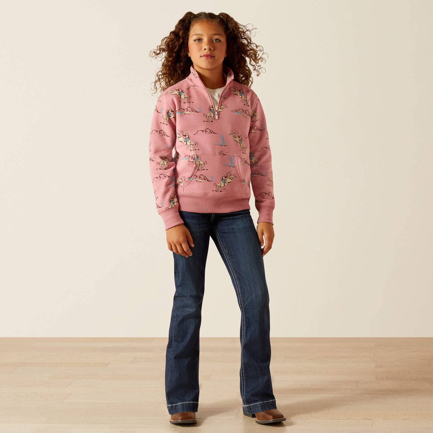 Ariat Website Store - Bronc Scene 1/4 Zip Sweatshirt
